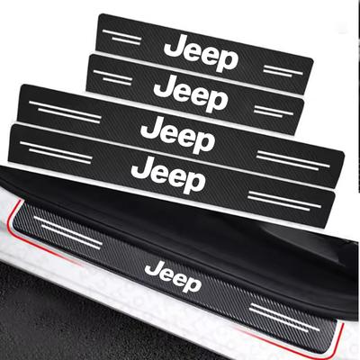 Car Door Sill Carbon Fiber Sticker Threshold Sticker For TRAILHAWK COMMANDER LIBERTY Wrangler Lanyard Car Accessories