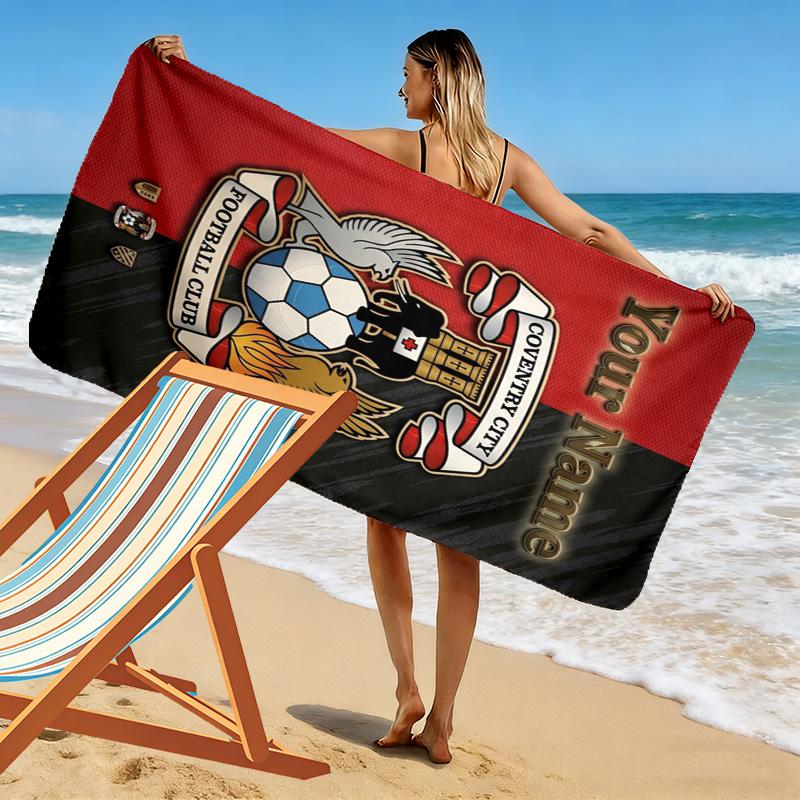 Name Custom Coventry City Print Beach Towel, Large Soft Quick Dry Towel for Beach Camping Swimming