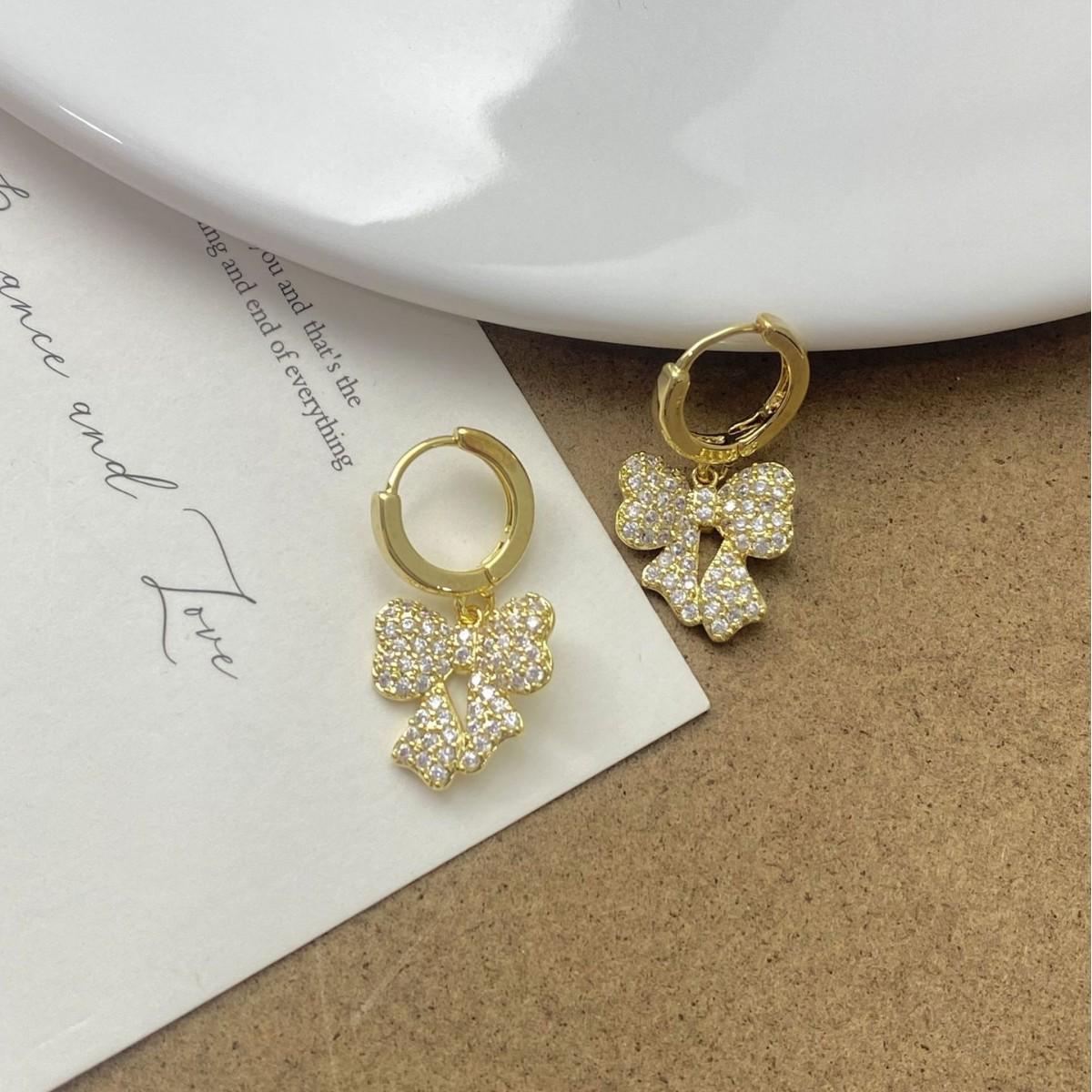 French Micro-Paved Diamond Bow Earrings - Elegant, Exquisite, Versatile High-End Accessories