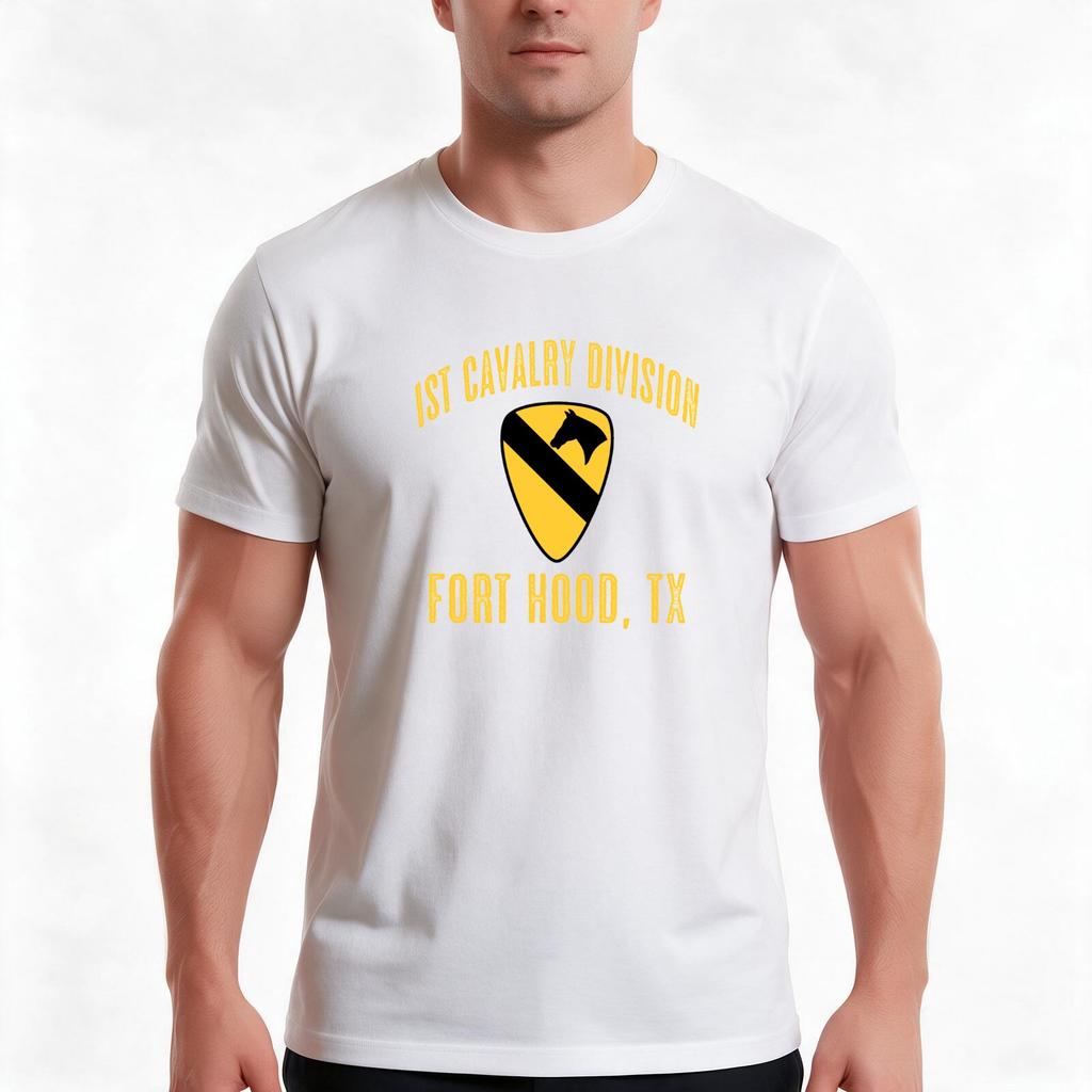 1st Cavalry Division TShirt Summer Casual Cotton Tee Oversized Streetwear Tops Vintage Graphic Print Loose Fit Short Sleeve