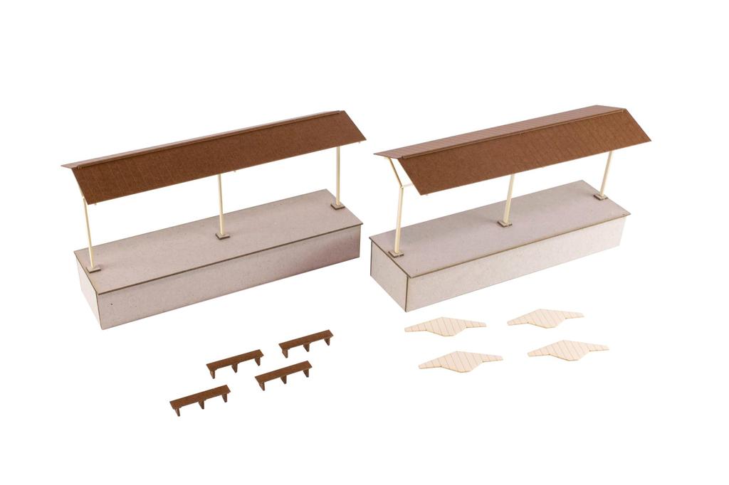 PLUMPMOA HO gauge Street corner accessory series Island local platform Extension set B Paper kit MS080 Diorama supplies 1/80 (roof)