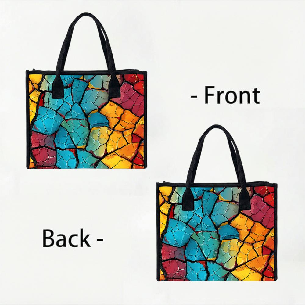 Vibrant Crackle Art Tote Bag Casual Large Capacity Daily Commuter Shopping Handbag