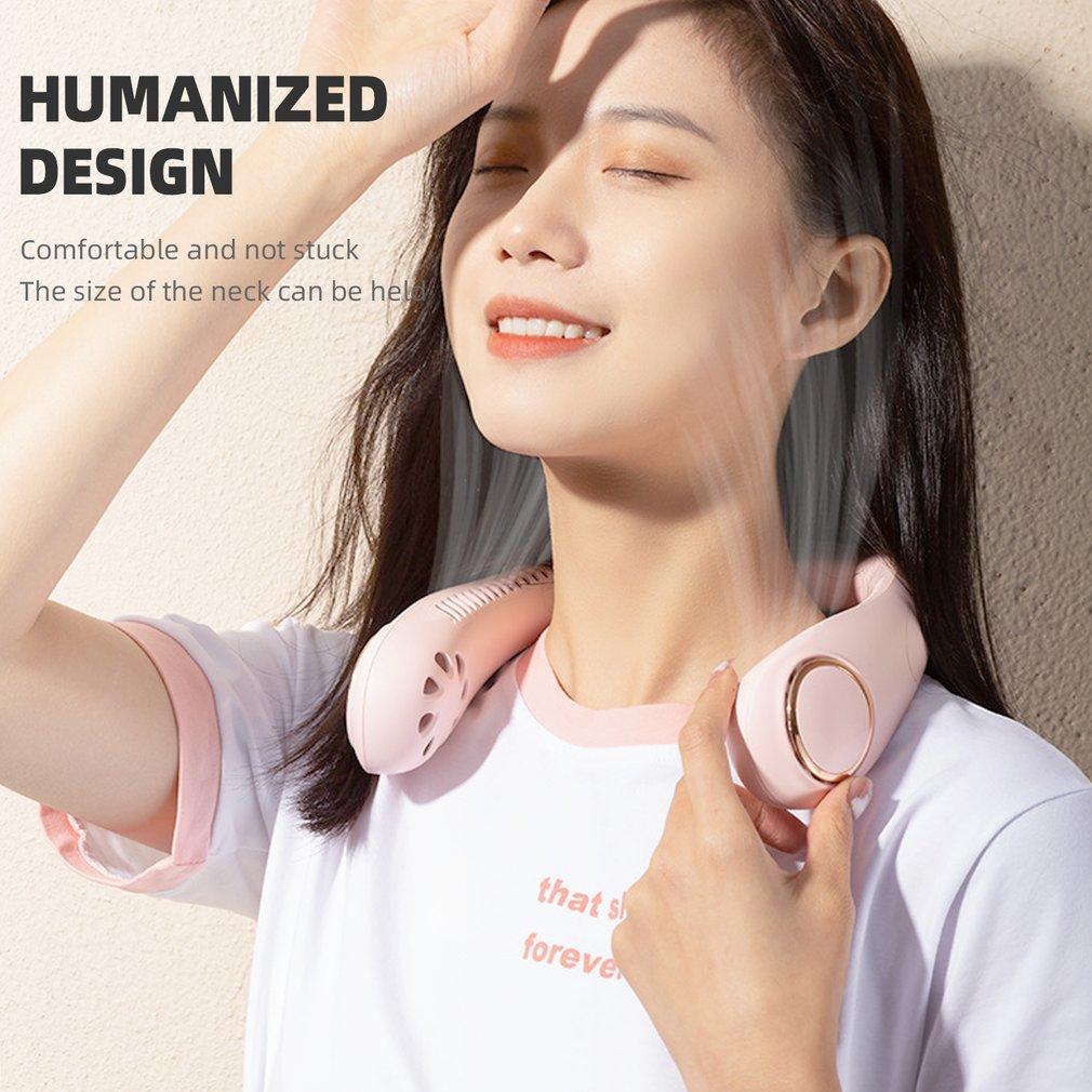 3000mAh Portable Hanging Neck Fan Bladeless Fan Personal Wearable Neckband Leafless Fan USB Rechargeable Fan Mini Air Cooler