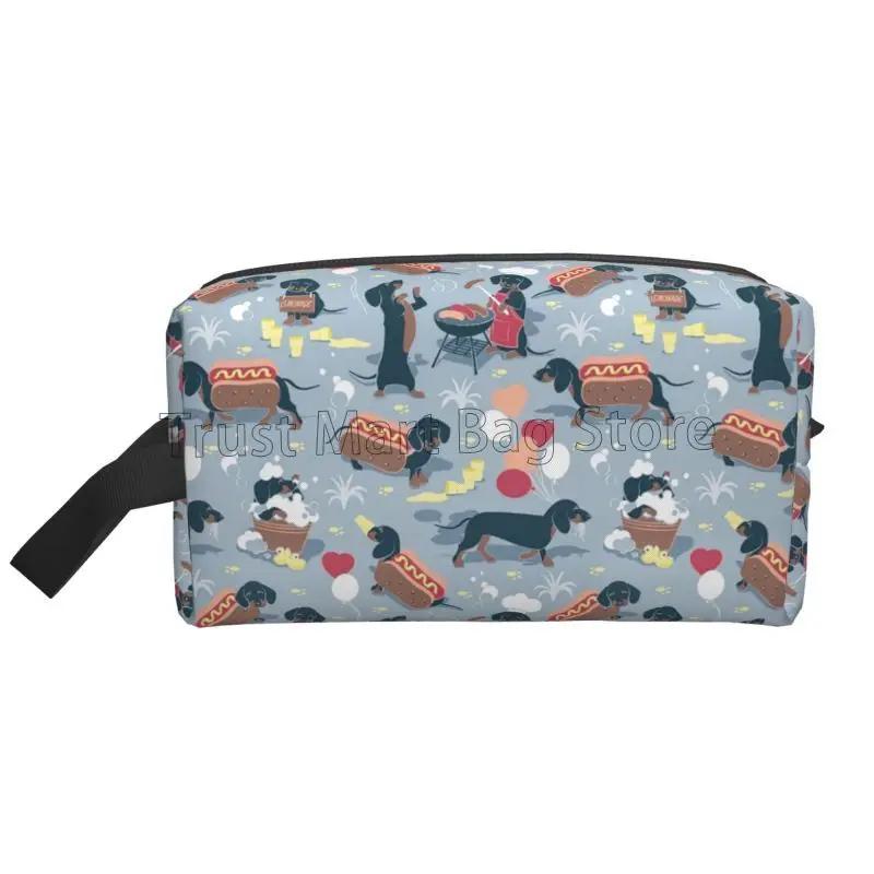 Niedliche Dackel Reise-Kosmetiktasche für Damen Große Make-up-Tasche Wasserdichter Toilettenartikel-Zubehör-Organizer für Damen Mädchen