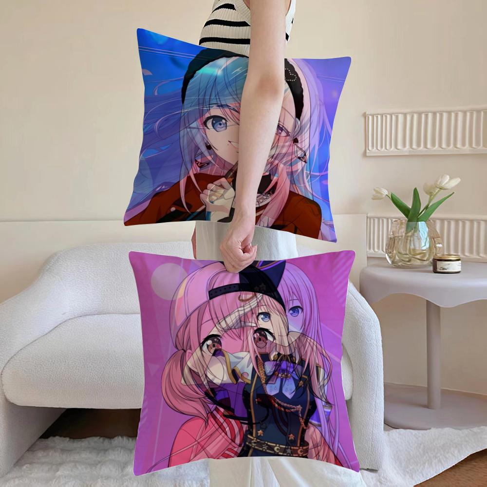 Project Sekai Anime Young Cushion Cover Anti-dustmite Pillowcase Invisible Zipper Silky Short Plush Sofa Cushion Cover
