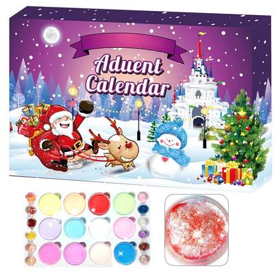 24pcs Advent Calendar 2020 Christmas Slime Different Countdown Calendar Toy Christmas Gift Squishy Toy Fluffy Slime Toys