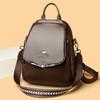Retro Double Soft Leather Ladies' Backpack Fashionable and Casual Travel Backpack Student Schoolbag
