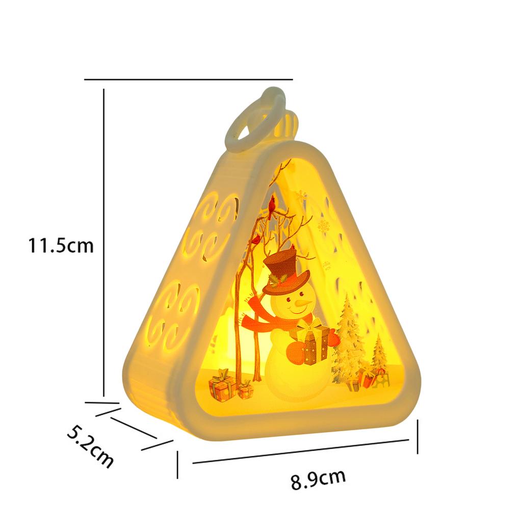 Mini Christmas LED Triangle Lantern Santa Claus Snowman Festival Lamp Bedside NightLight Xmas Holiday Table Decor Ornaments Gift