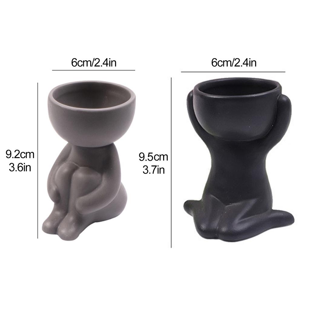 Creative Ceramic Succulent Planter Gray Hugging Doll Pot Home Decor Craft 1481