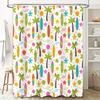 Surfboard, Palm Tree Shell Shower Curtain Beachy Pattern Print Fabric Waterproof Bath Room Decor Shring Showe Curtain Set for Li