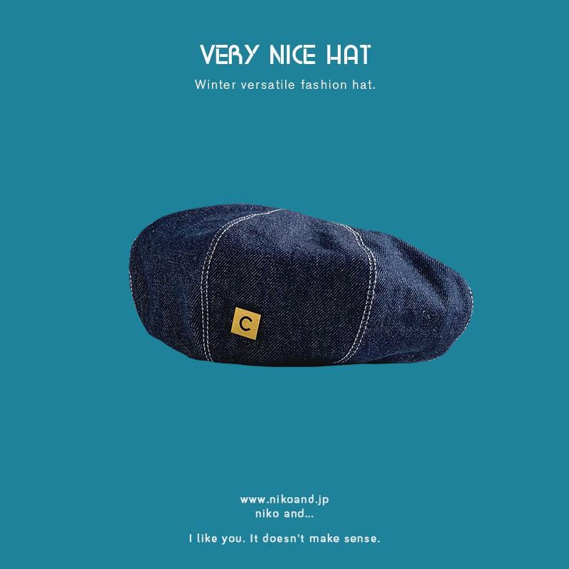 Брендовая джинсовая берет-шляпа с эффектом потертости