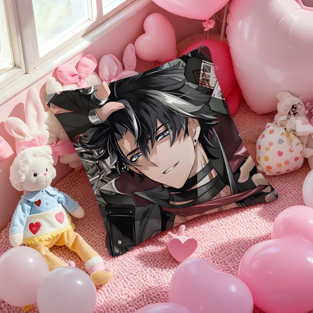 Anime Wriothesley Cushion Cover Pattern Printed Pillowcase for Living Room Sofa Cushion Cover & Bedroom Decor