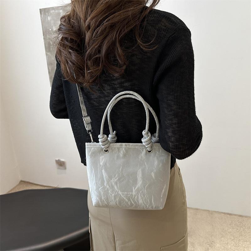 Trendy Korean Style Canvas Bucket Bag Summer 2024 Women's Small Fashion Handbag
