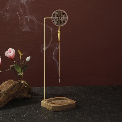 Walnut Incense Holder for Incense Stick Upside Down Incense Burner with Spring Clip Ash Catcher Buddhism Supplies Home Decor