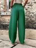 Women's Solid Color Casual Pants with Pockets and Elastic Waist.