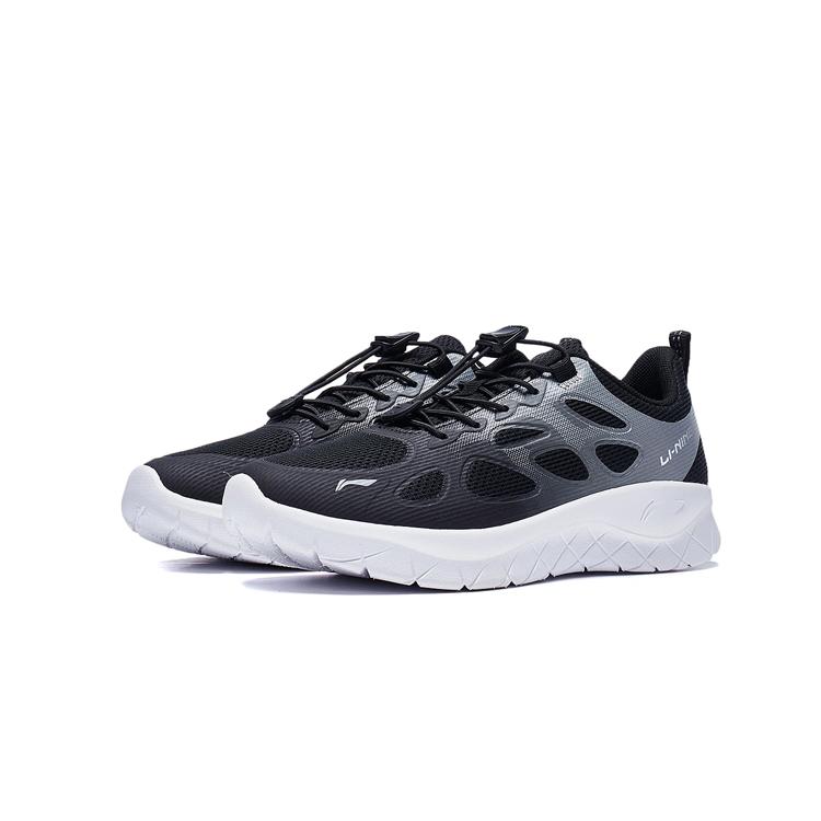 Li Ning Kids Wander Shock Absorption Rebound Low Top Running Shoes Kids Running Shoes Black Gray YKFT052-1