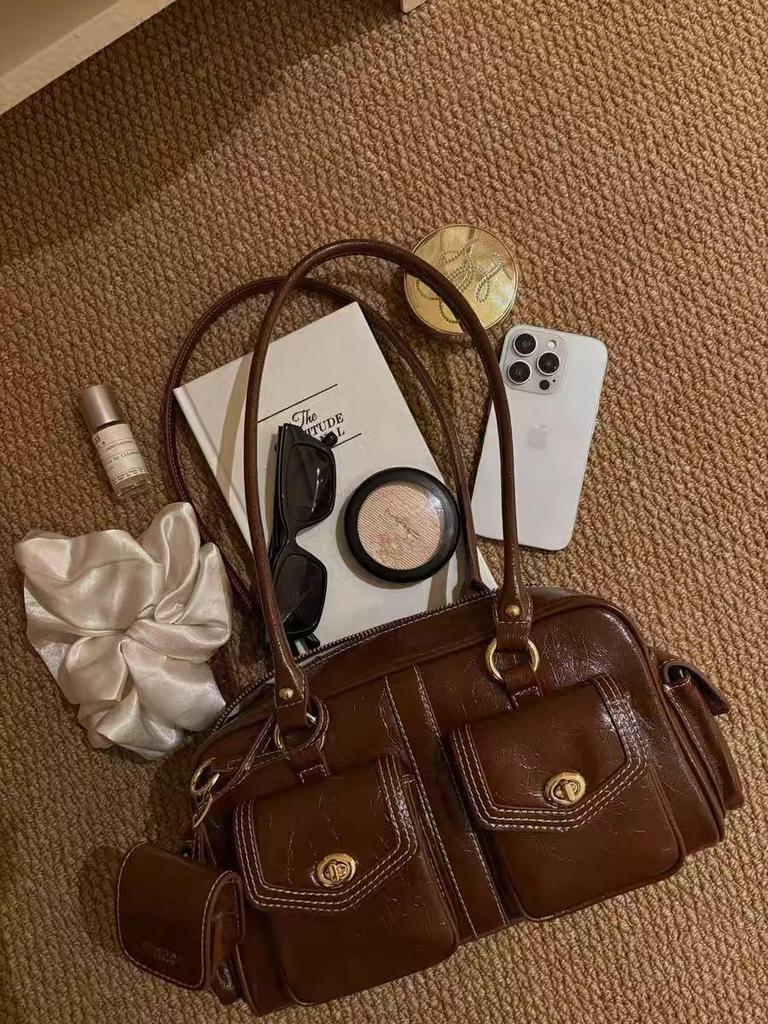 New Arrival Gold Impression Pillow Bag - Women's Autumn/Winter Shoulder Boston Handbag for Work.