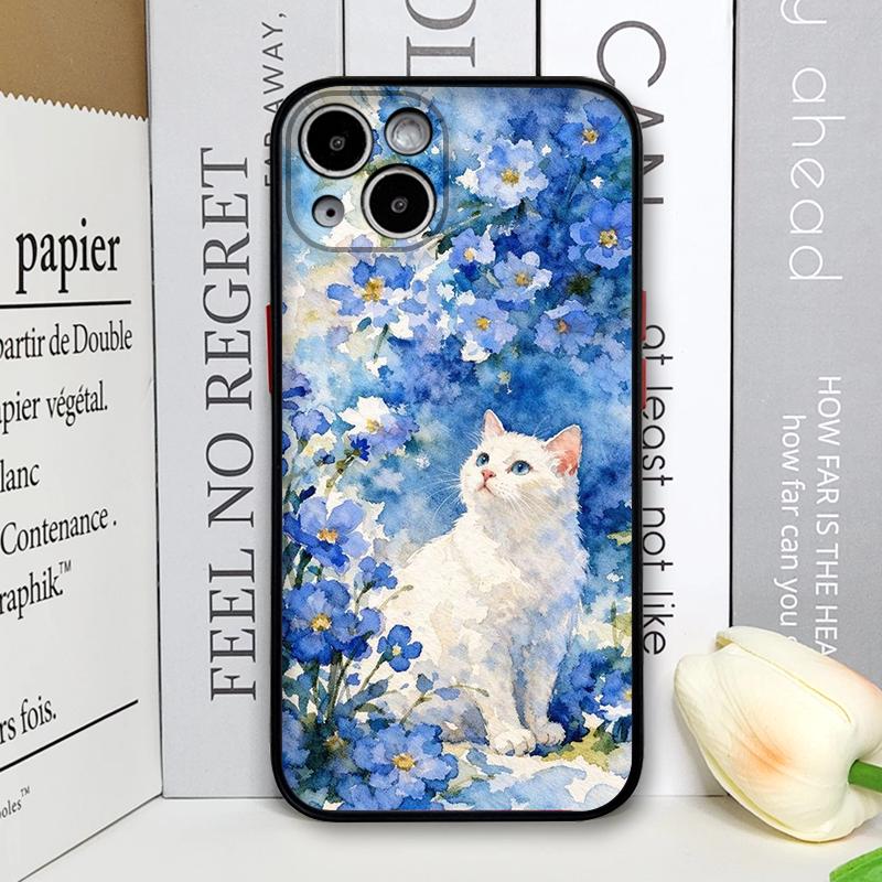 

Stylish Flower Cartoon Cat Print Phone Case for Samsung Galaxy S25 S24 S24+ S23 Ultra S22 Plus S21 FE S20 Art Floral Hard Cover Galaxy S26 Ultra
