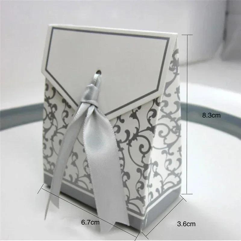 100Pcs Gold Silver Paper Candy Box Gift Bag Wedding Souvenir Packaging Baby Birthday Party Supplies Wedding Candy Chocolate Boxs