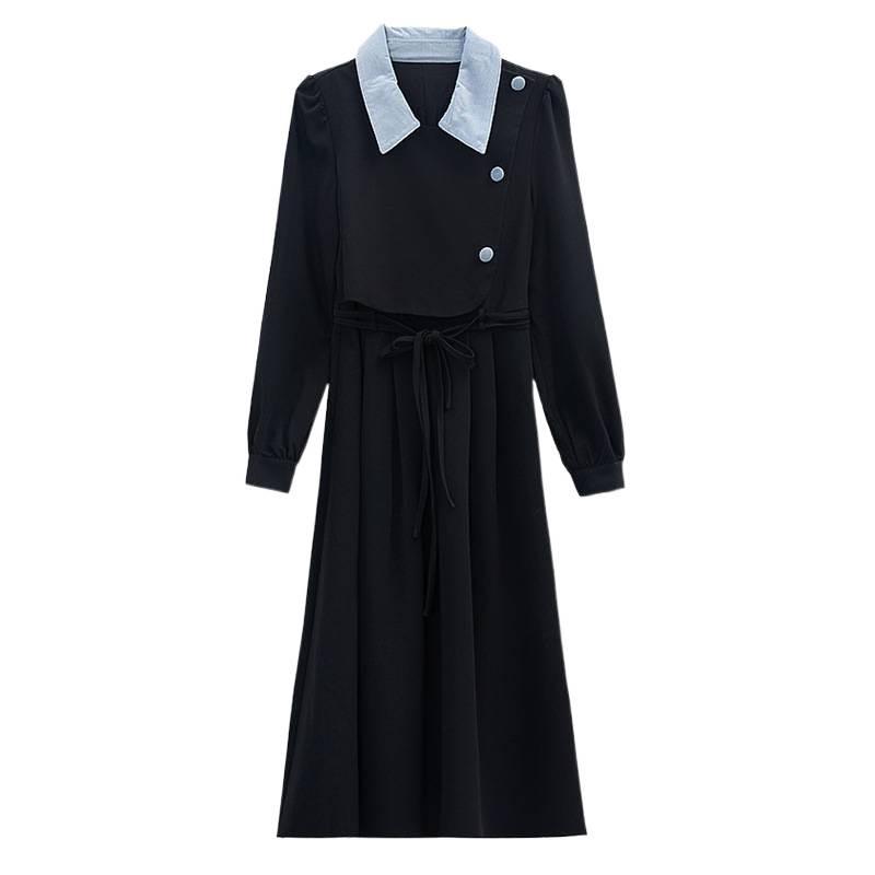 Azure Night Traveler Faux Two-Piece French Dress, 2026 Autumn/Winter Collection