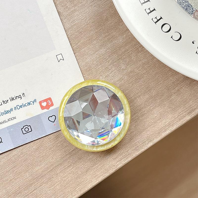 Xiaoqing Fresh Air Creative Big Round Diamond Gem Mobile Phone Airbag Holder Desktop Watching Drama Back Sticker Women'S Ring Retractable