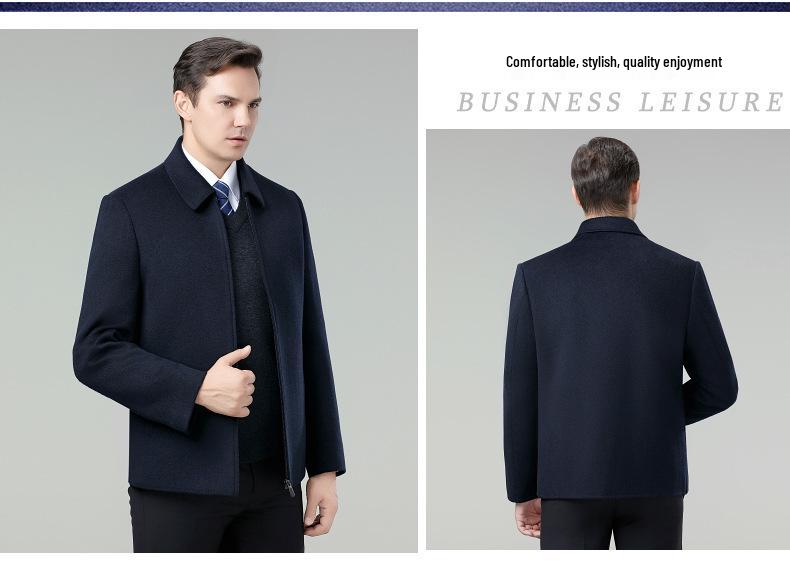 Men's Double-Sided Cashmere Winter Jacket: Thick Wool Coat for Middle-Aged Dads