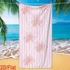 Pink White Thin Striped Watercolor Lemon Seashell Print Quick Dry Beach Towel Soft Lightweight Pool Towel For Summer Travel