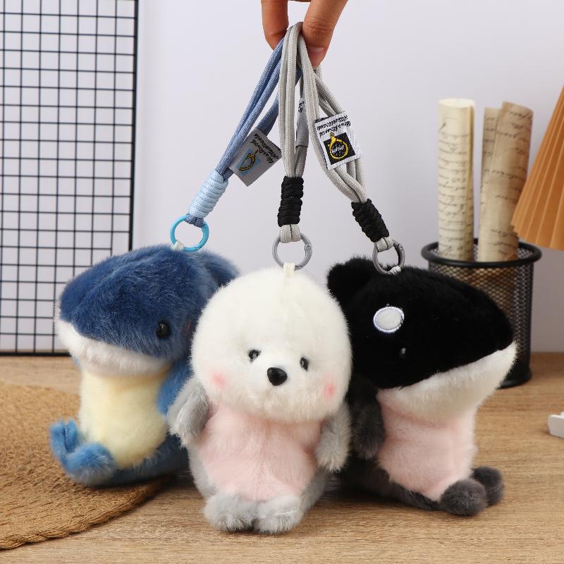 Stuffed Dolphin Keychain Plush Bag Pendant Soft Animal Toy Miniature For Girls Birthday Backpack Charm Decoration