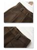 Women's Khaki Wool Trousers: 2024 Autumn/Winter Wide-Leg A-Line Bootcut Shorts