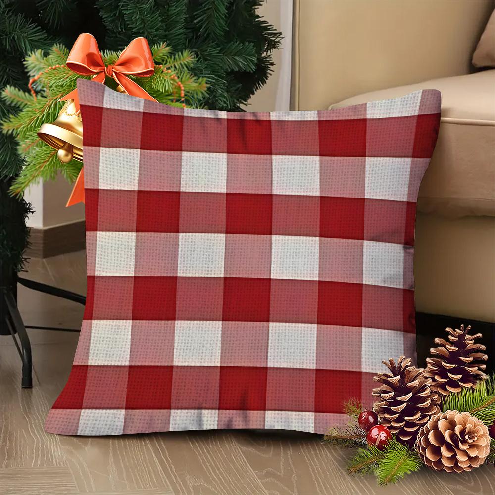 Rood Witte Streep Kussenhoezen Hedendaagse Kleurblok Polyester Kerst Winter Huis Bank Decor