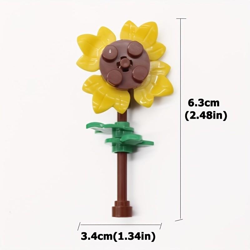 8 Set DIY Sunflower Field Building Blocks, Mixed Color ABS Material, Creative Garden MOC Flower Farm Scene Construction Kit, Children Diy Bricks Toy