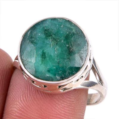 Smaragd(Simuliert) Edelstein Handgefertigt 925 Sterlingsilber Schmuck Ring S.9.5 b6F43