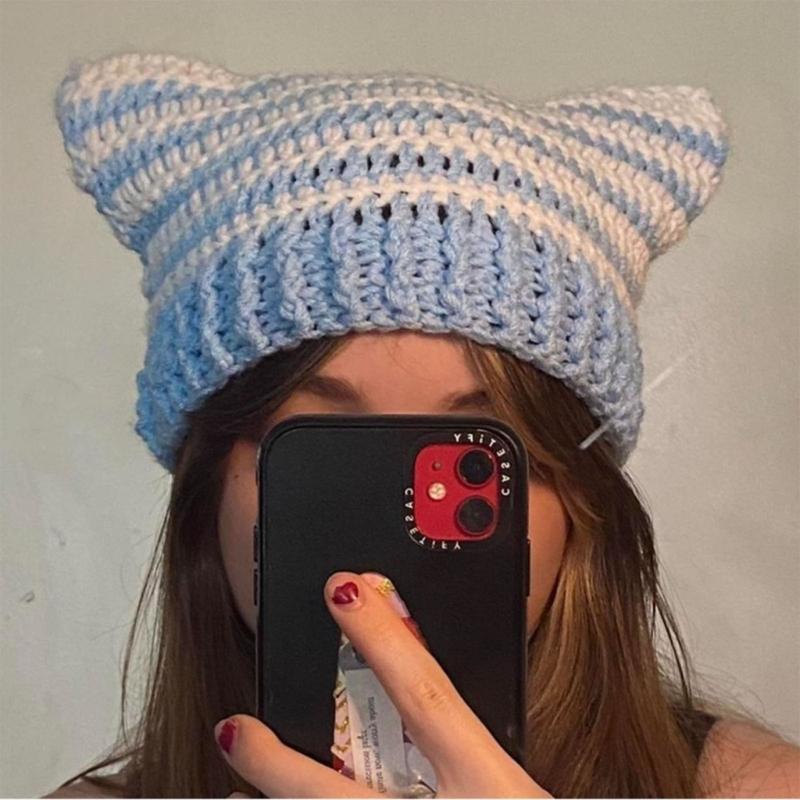 Fashion Women Beanie Hat Lovely Girls Devil Ear Knit Hats Photography Headwear