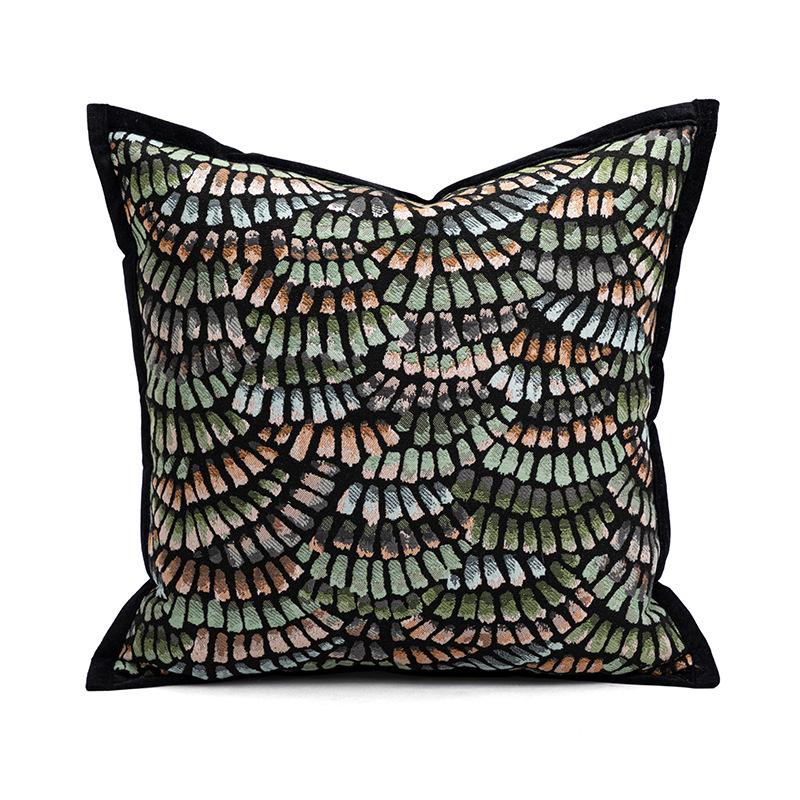 Nordic light luxury pillowcase, green oil painting style, living room, No Filling