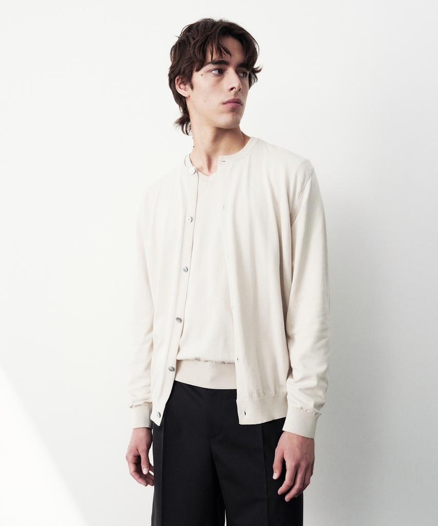 Jrium Cotton Summer Essential Round Neck Cardigan Beige