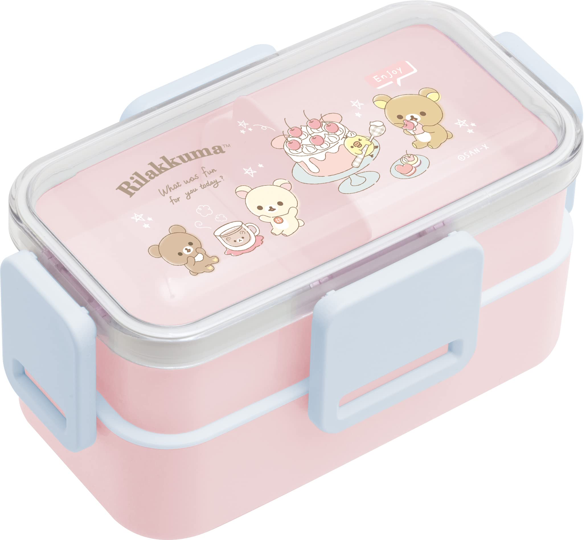 

Rilakkuma Lunch Market Lock Fluffy 2 Tier Lunch Box KA17501 San-X 4-Piece