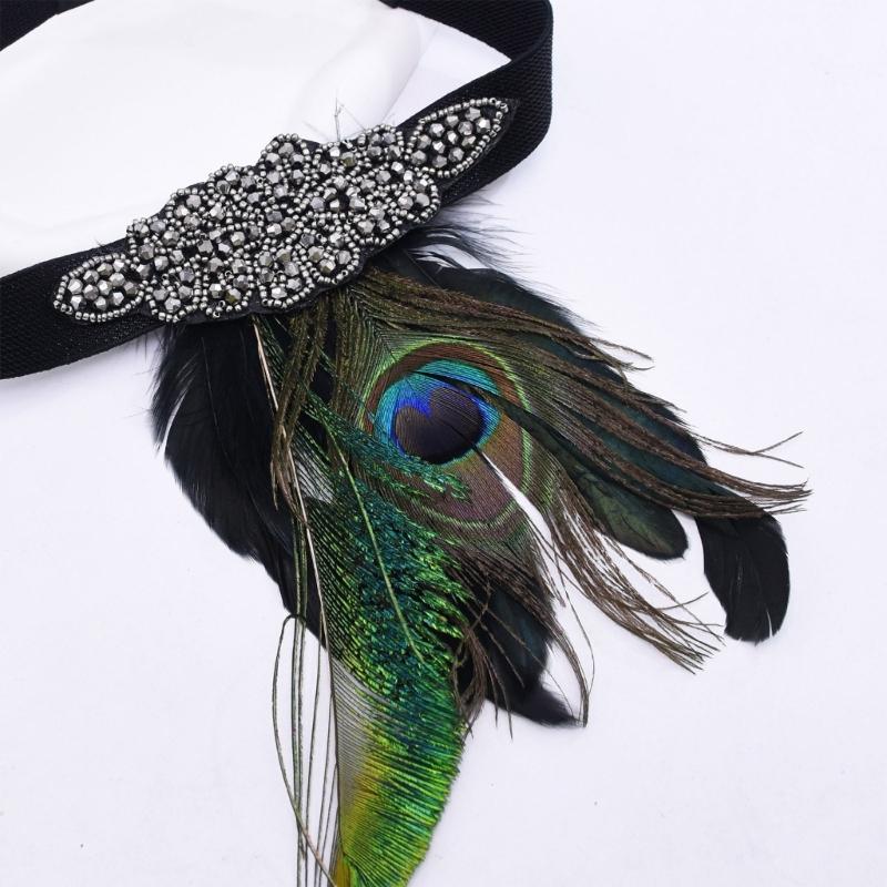 1920s Flapper Headband,Vintage Feather Crystal Headband,20s Headpiece Hair Accessories for Gatsby Prom,Wedding,Carnival