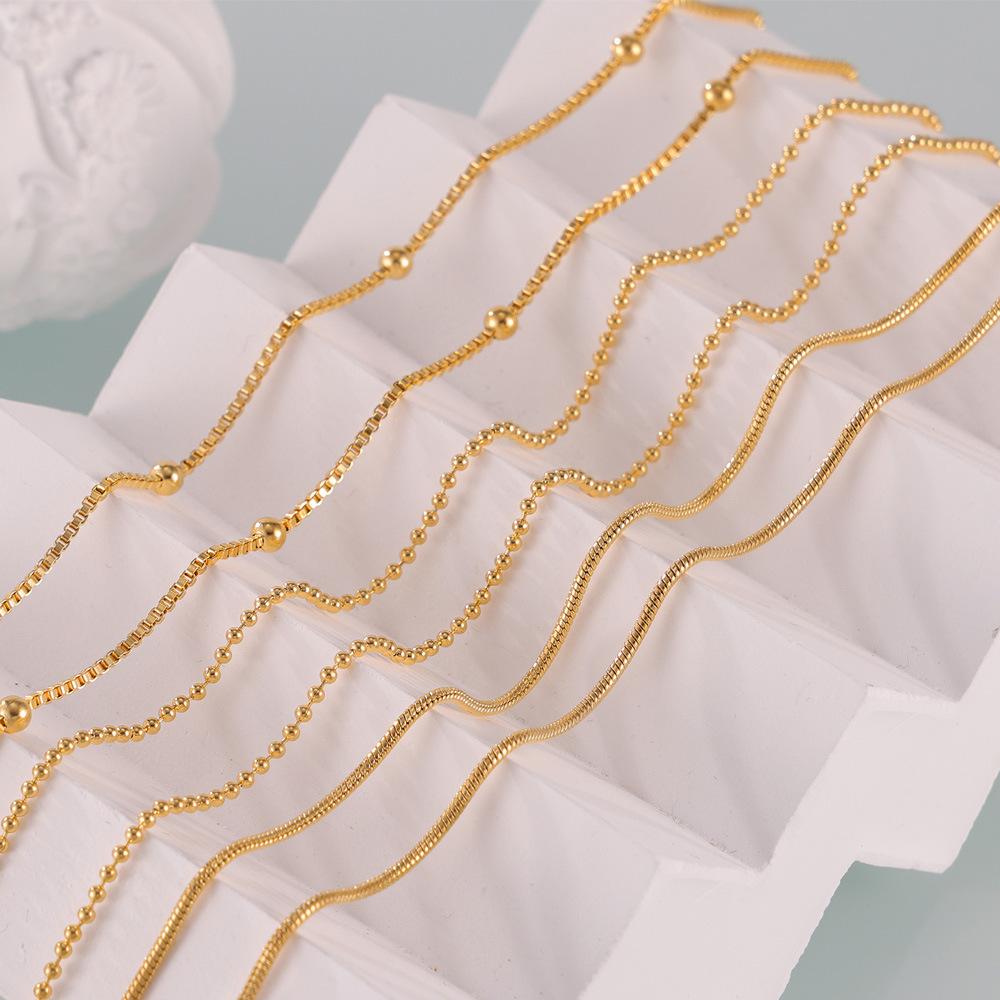 Stapelbare Halskette aus Titanstahl, runde Perlen für Damen, Schlangenknochen-Kettenhalskette, lichtecht