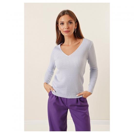 AQE FASHION V-Neck Fine Hair Knitting Detailed Sweater, Women's Fashion Autumn and Winter Sweater