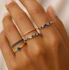 Eco-friendly Gold and Blue Diamond Stackable Ring Set - European & American Style Women's Five-Piece Jewelry Collection
