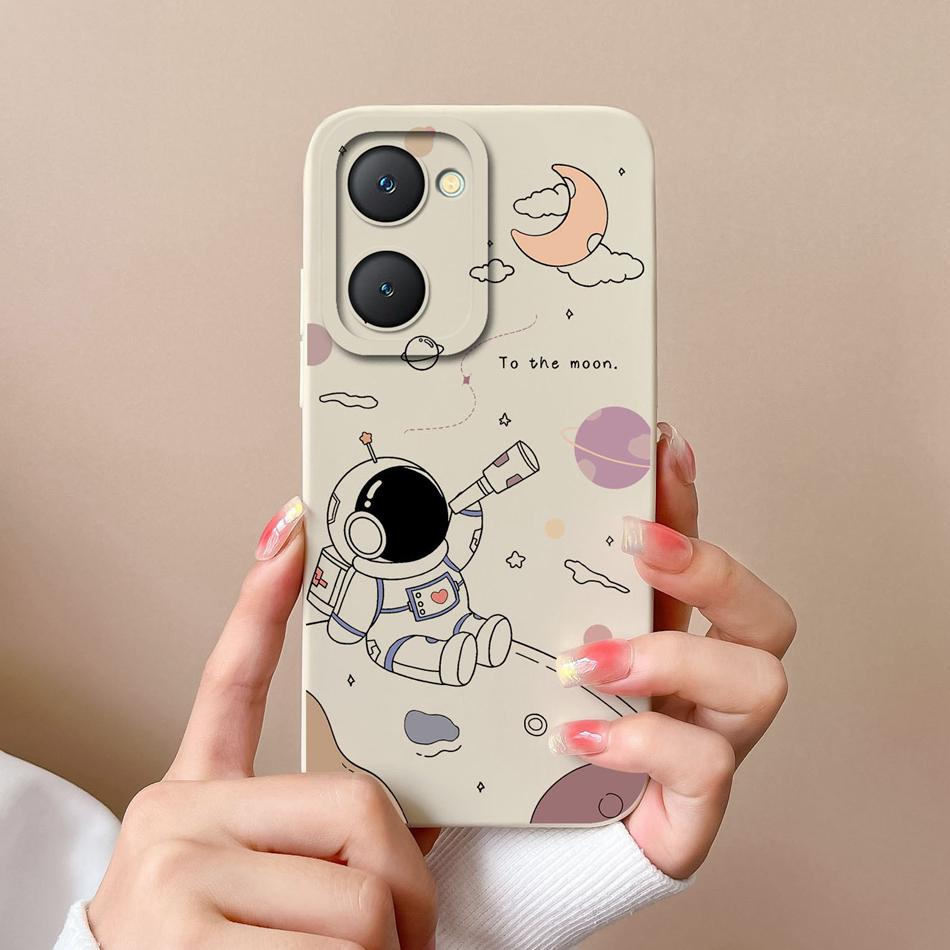 Phone Cases For Vivo Y03 4G Flowers Soft Liquid Silicone Camera Lens Premium Protection Back Covers For Vivo Y 03 Funda Carcasa