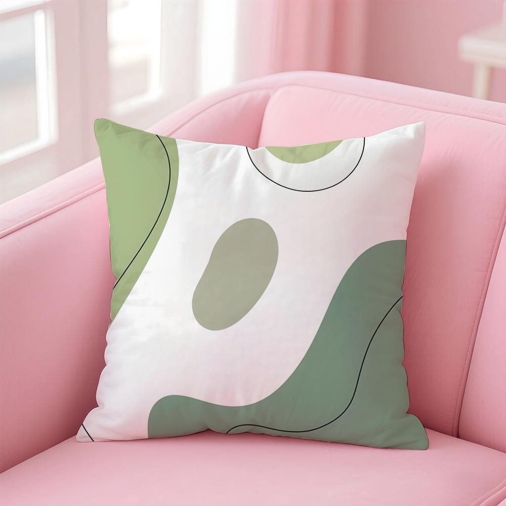 Simple And Stylish Green Geometry Cushion Cover Pillow Case Soft Friendly Fabric & Concealed Zipper