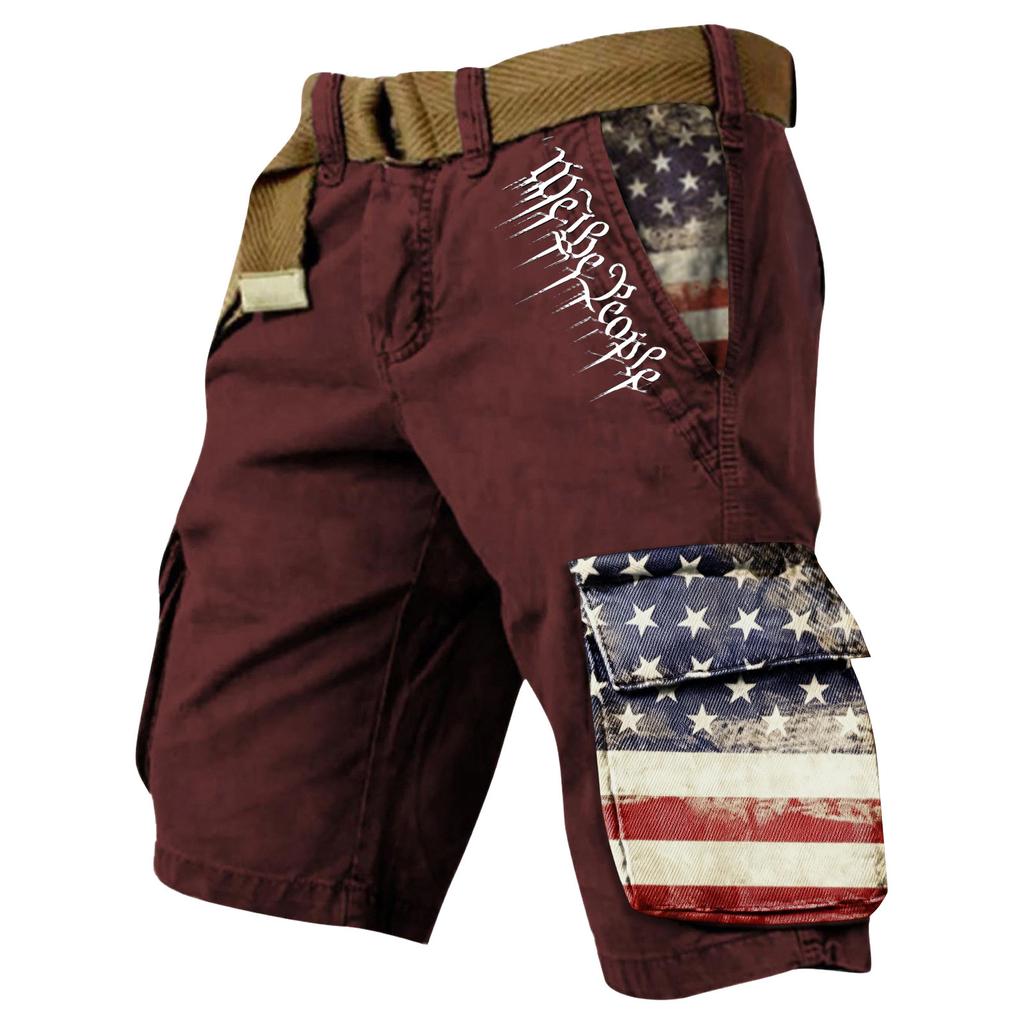 Men's Summer Printed Outdoor Shorts Men's Loose Multi-Pocket Shorts