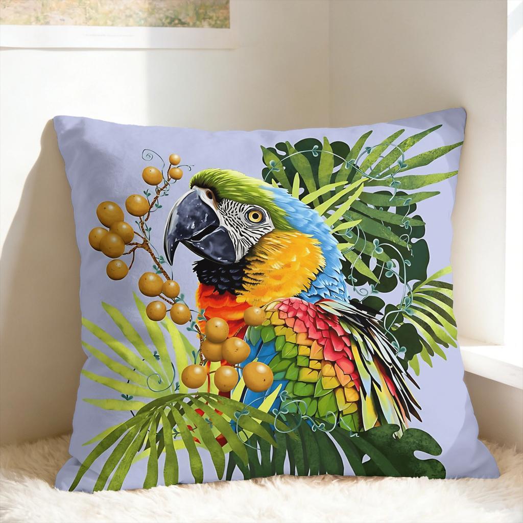 Tropical Parrot Palm Pillow Cover Square Cushion Cover Fashion Pillow Case For Living Room Bed Chair