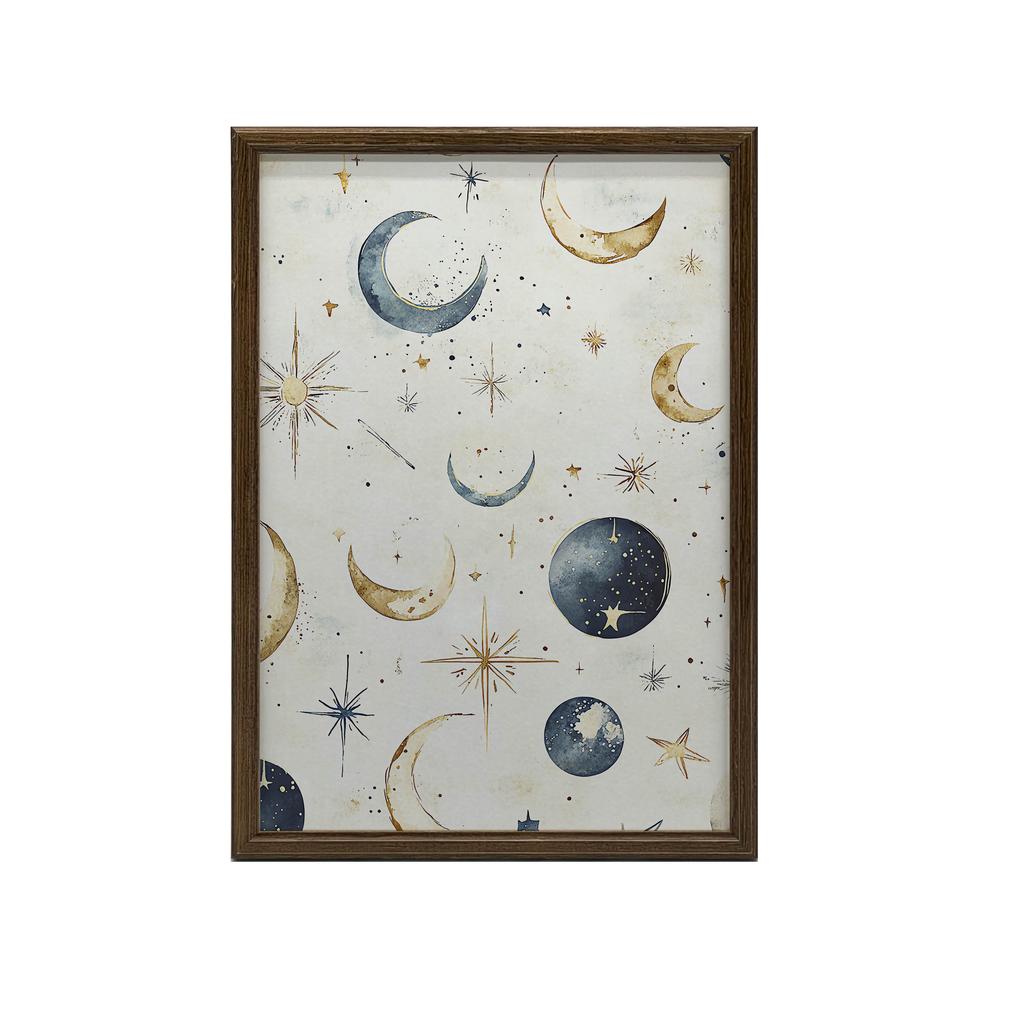 Plakat Księżycowa Harmonia Plakat Księżycowa Harmonia, 70X100 Cm, Rama Drewniana Jasny Dąb, Papier Matowy 230 Gsm