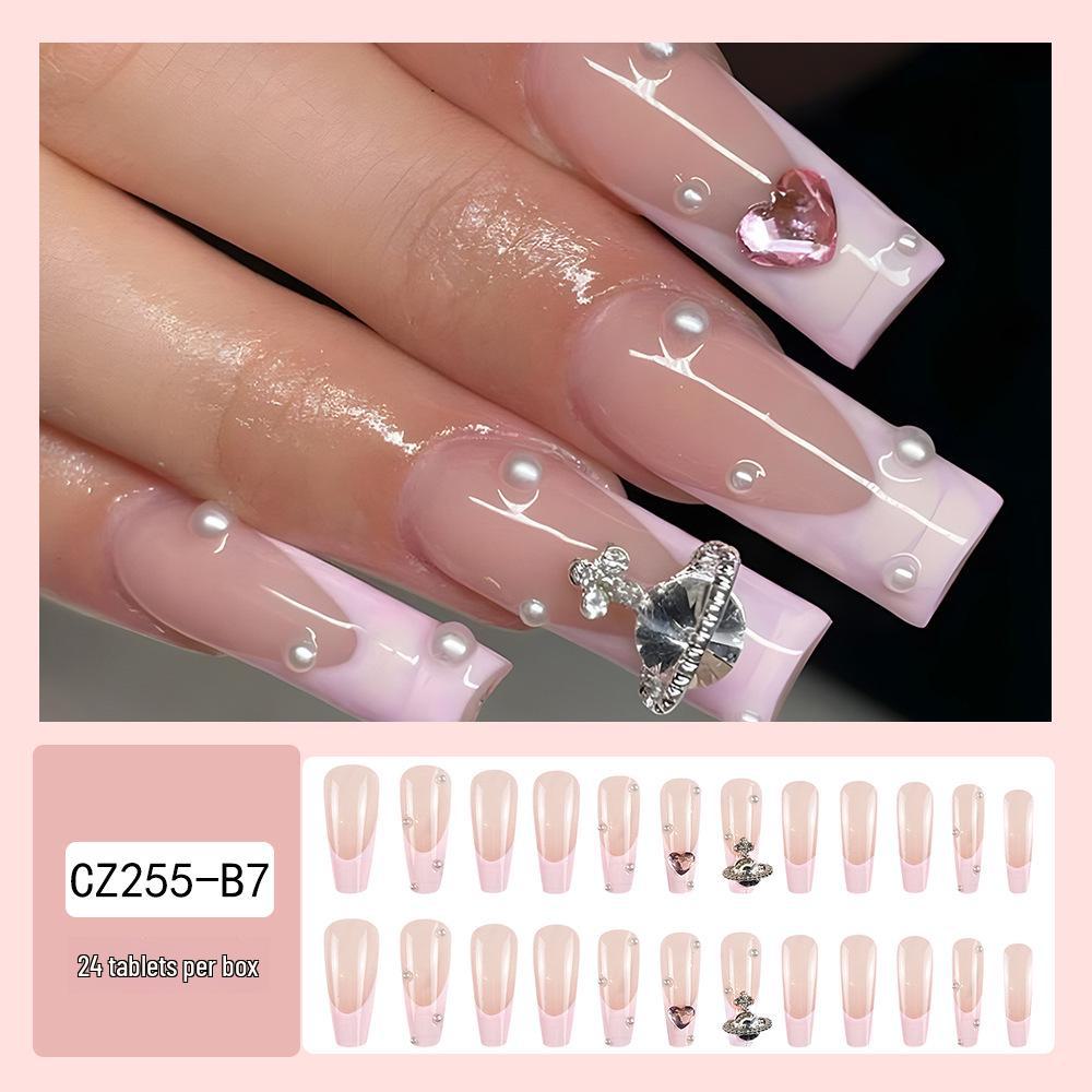 Long T-Point Diamond Jelly Glue False Nails - Press-On Nail Art Tips