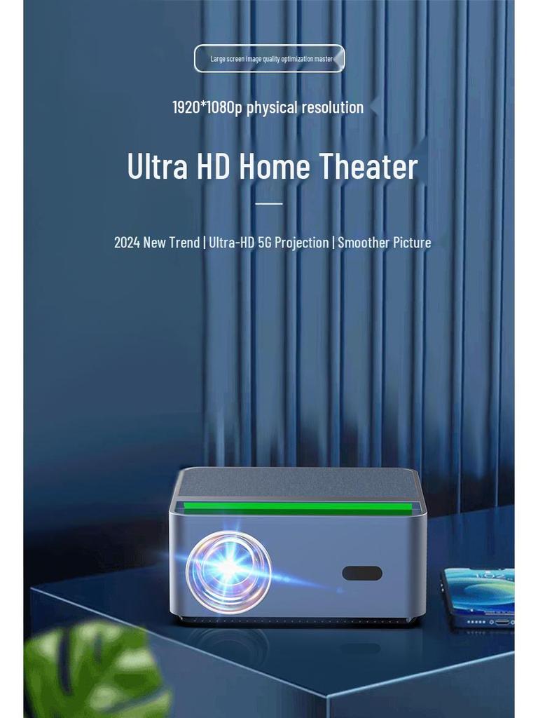 Projetor Portátil Sem Fio 4K Ultra-Nítido 2025 com Foco Automático e Compatibilidade Android, otimizado para Projeção em Parede Branca.