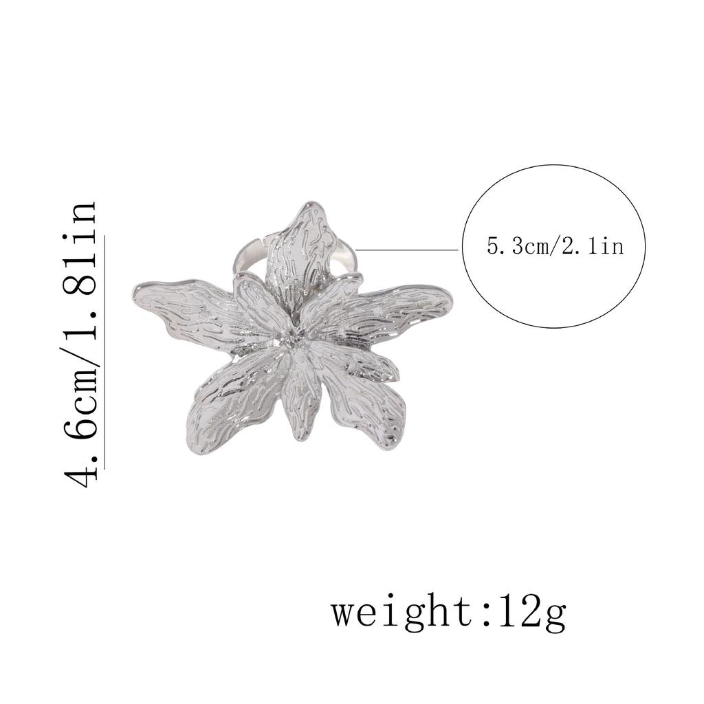 European and American simple and fashionable retro alloy flower female personality metal texture flower live ring