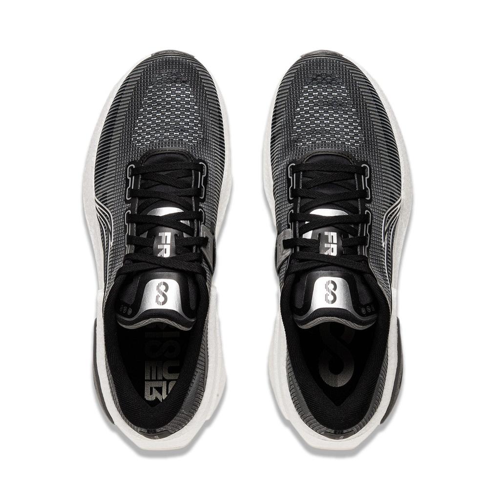 Li Ning Cushioning Slip Resistant Abrasion Resistant Breathable Low top Running Shoes Men's Black White ARZU007-3