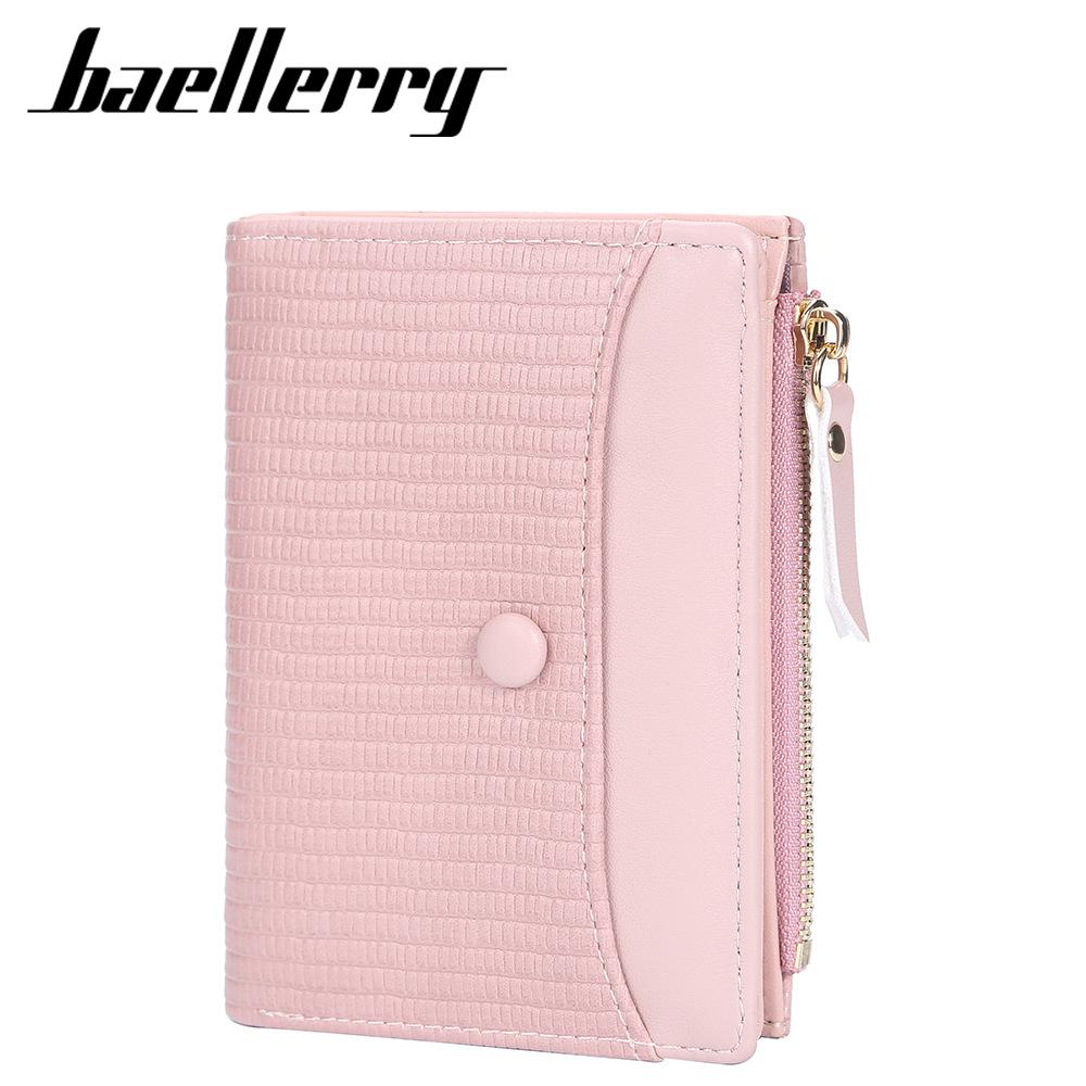 Baellerry Ladies' Fashion Short Purse Large Capacity Wallet Pu Leather Card Holder Cute Students Girls' Zipper Coin Purse